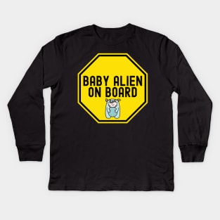 Funny Baby alien on board Kids Long Sleeve T-Shirt